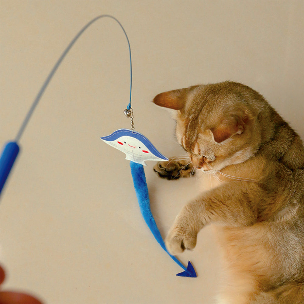 Devil Fish Long Pole Steel Wire Cat Teaser
