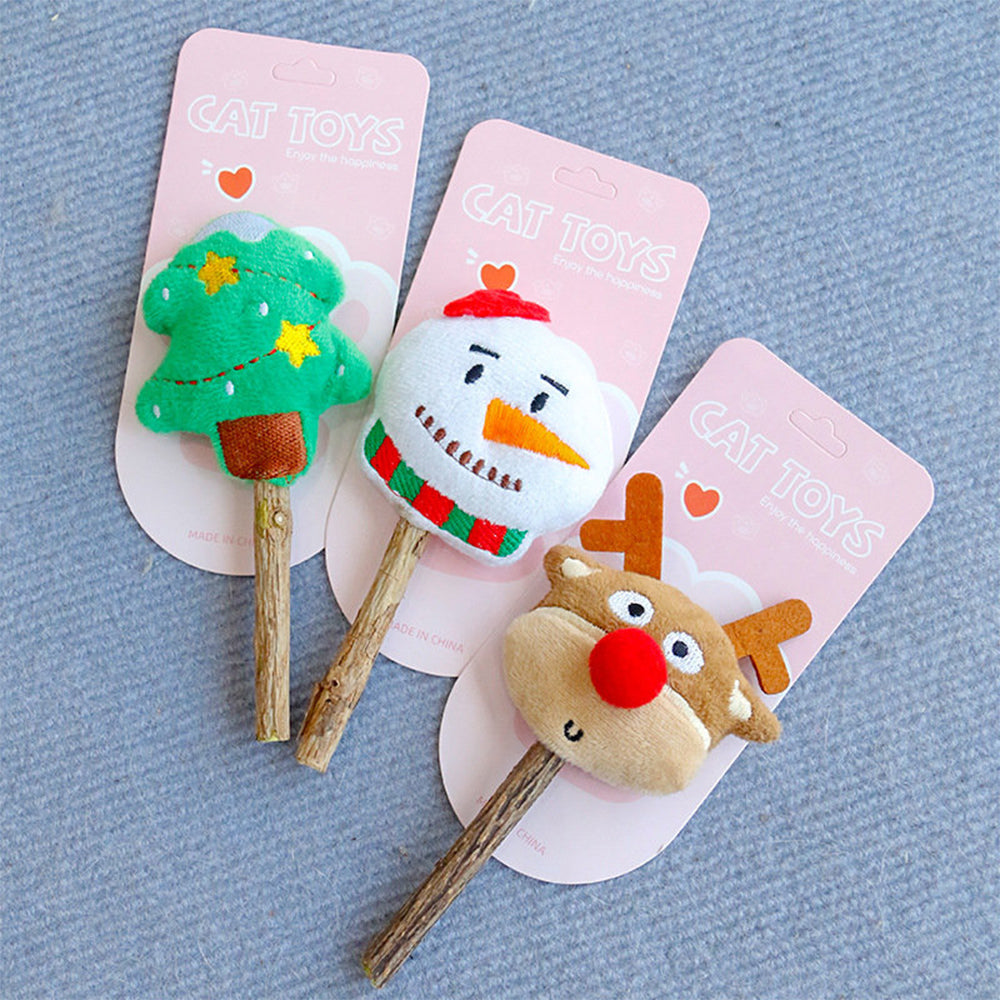 CATS TOY Wood Day Christmas Snowman Polygonum Molar Stick