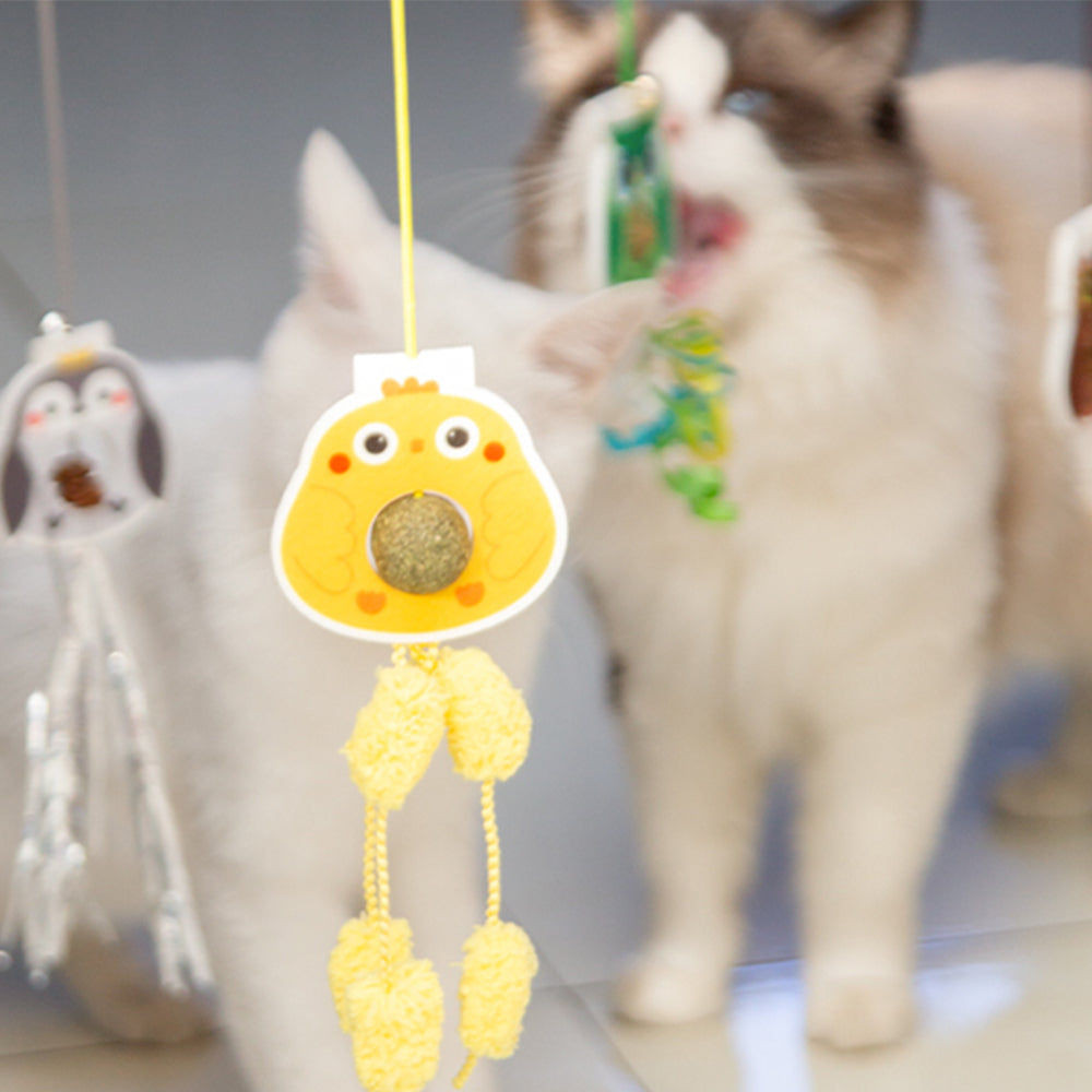 Little Yellow Chicken Hanging Door With Elastic Swing & Catnip Ball Cat Toy