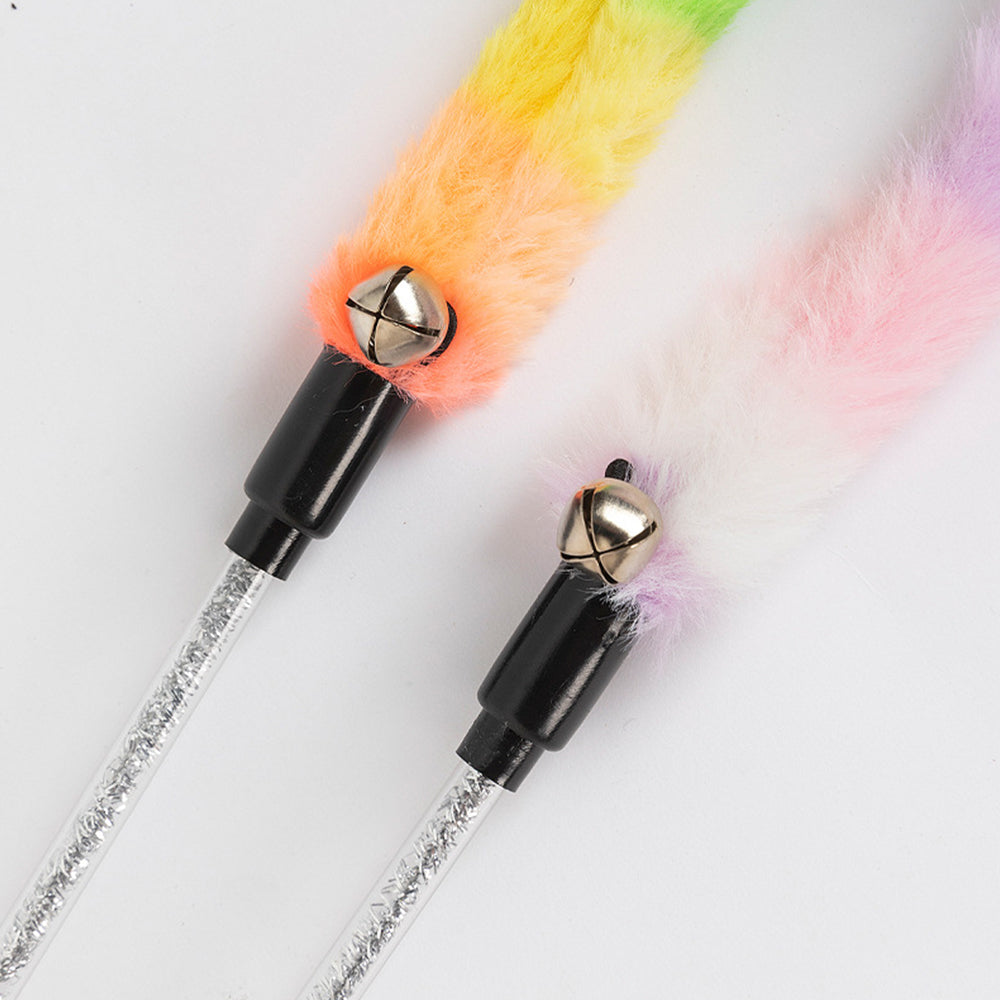 Light-Colored Plush Rainbow Snake Cat Teaser