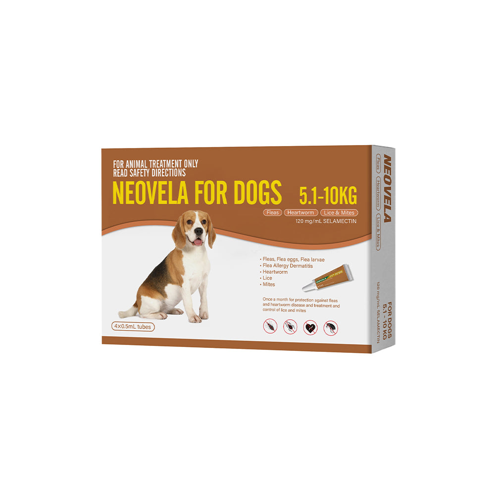 NEOVELA Flea And Worming For Dogs 5.1-10kg 4x0.5mL Tubes Brown