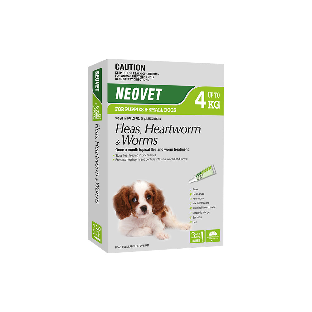 NEOVET Flea And Worming For Puppies & Small Dogs Up To 4kg Green