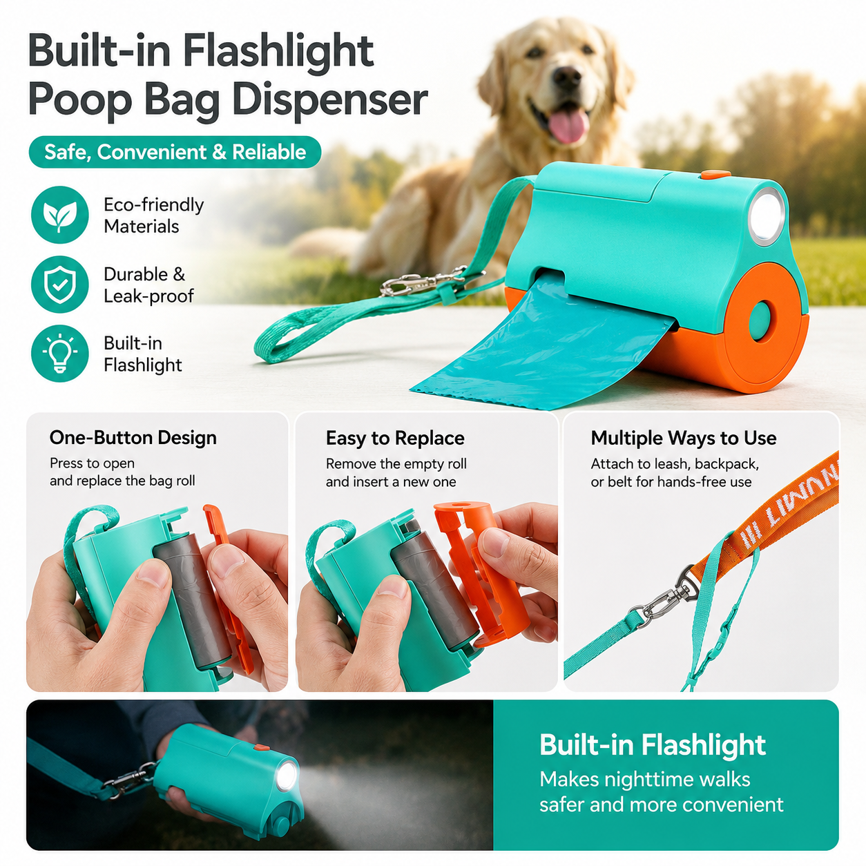 PIDAN Pet Waste Poop Bag with LED Flashlight