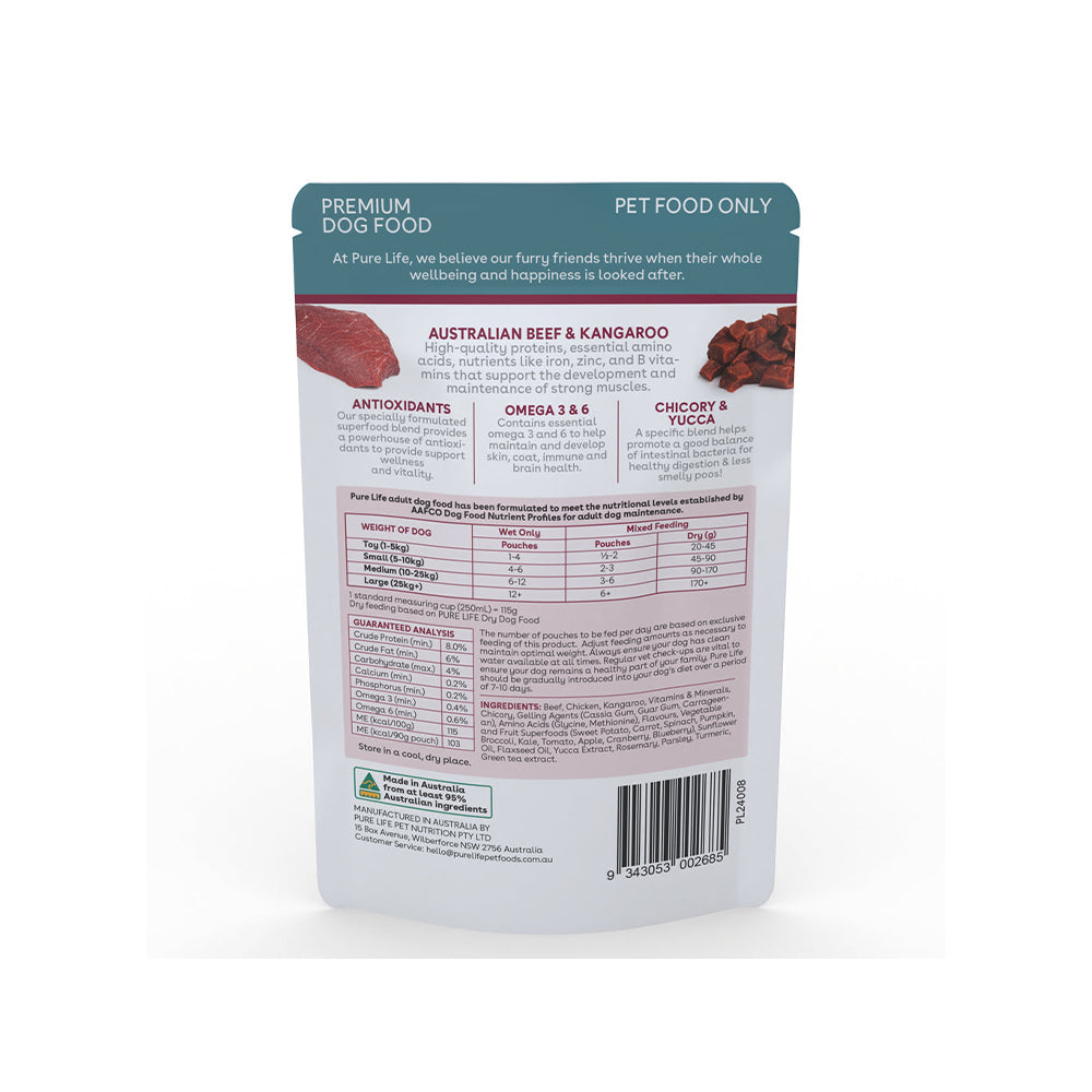 PURE LIFE Australia Beef & Kangaroo Pate Wet Dog Food 90g x 12