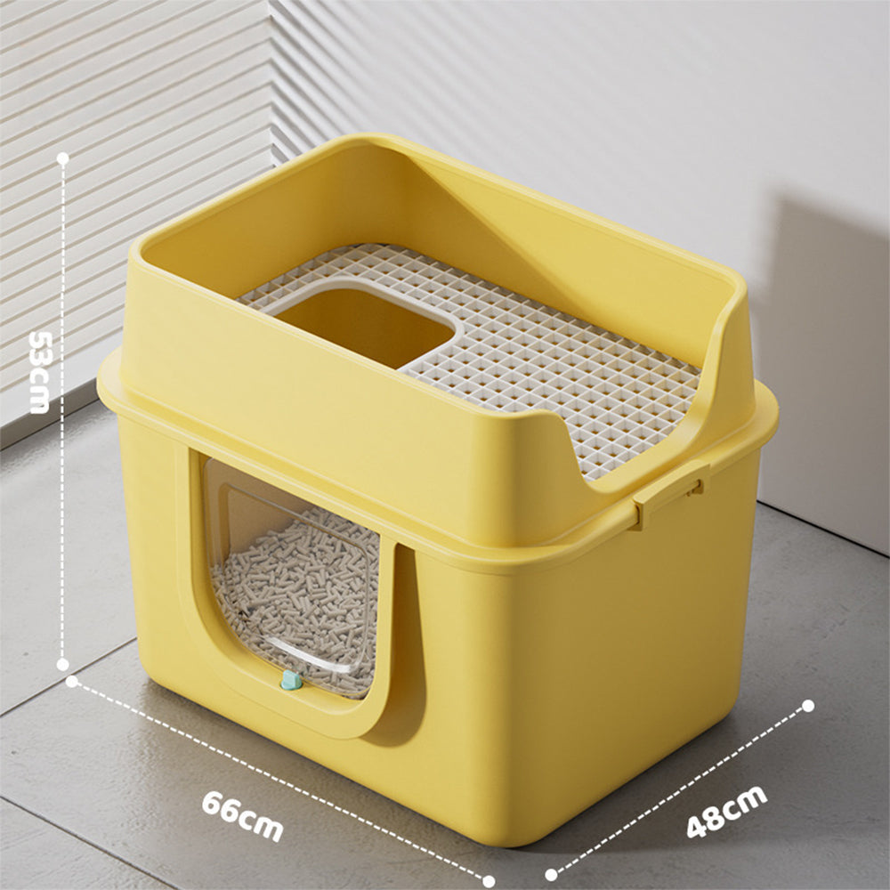 Extra Large Cat Litter Box High Sided with Grate Entry
