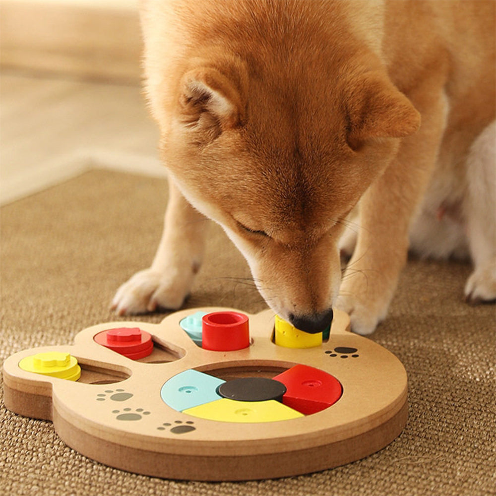 Interactive Treat Enrichment Wooden Dog Puzzle Toy