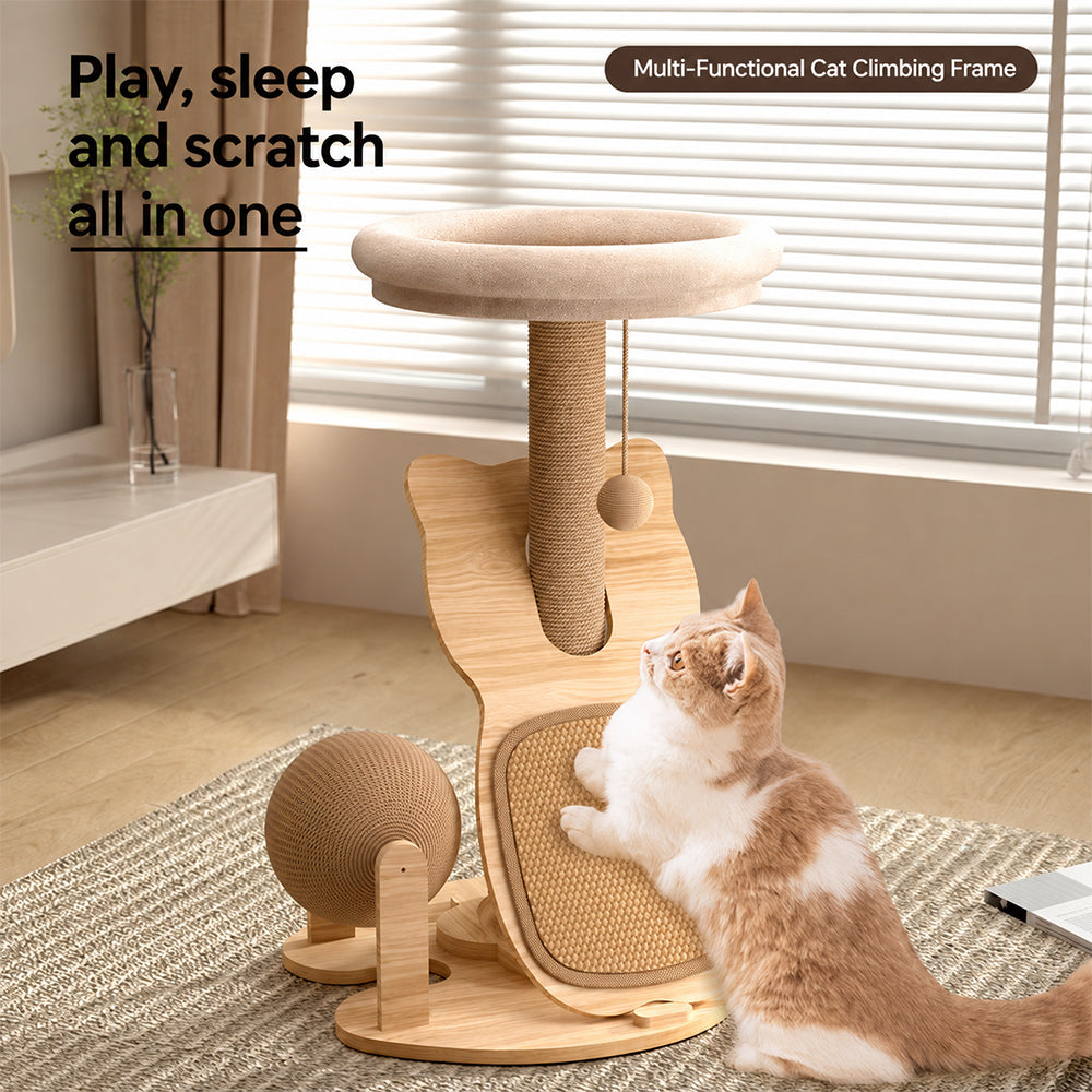 Small Cat Tree with Bed & Sisal Scratching Post