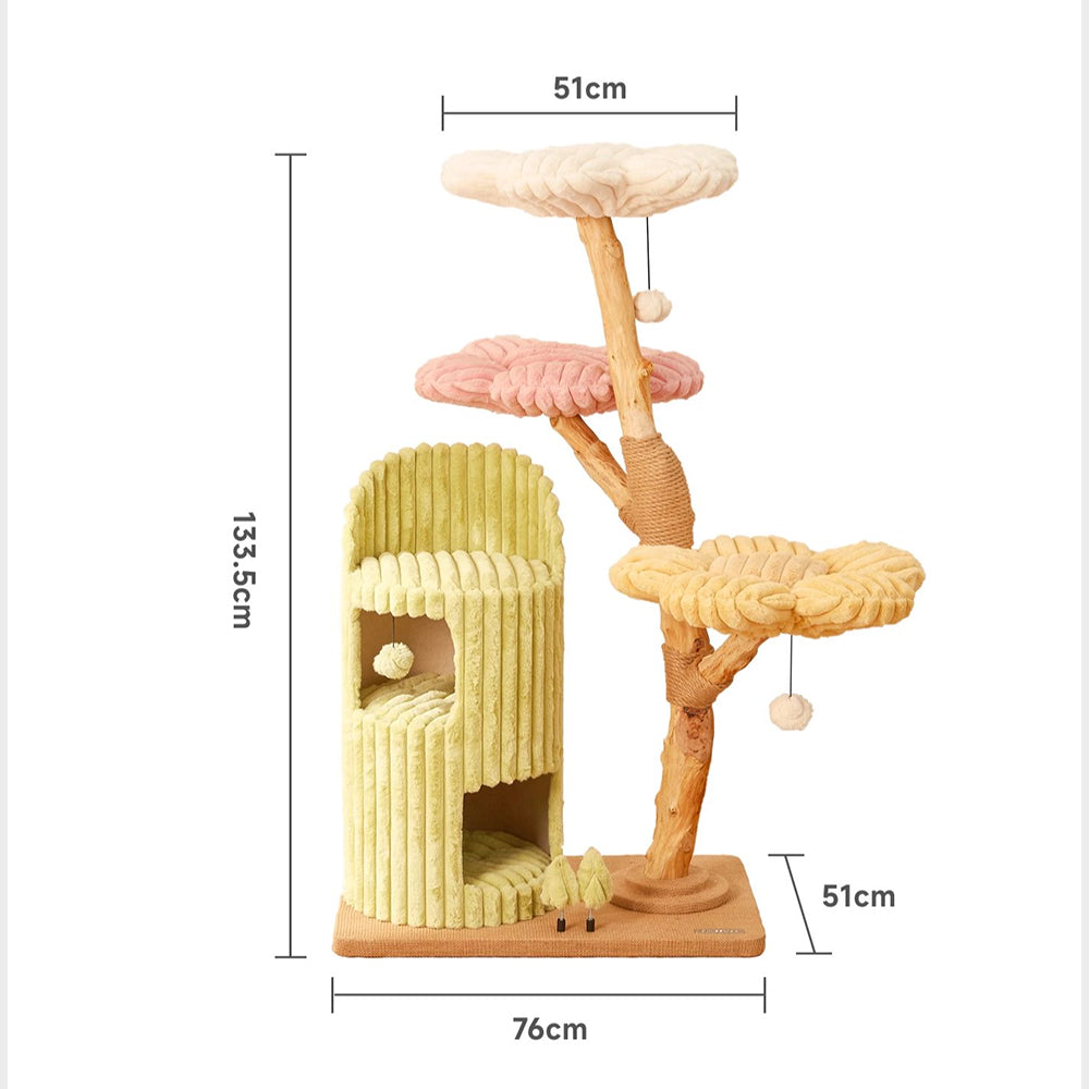 CMISSTREE Three-Level Flower-Shaped Cat Tree With Cat House