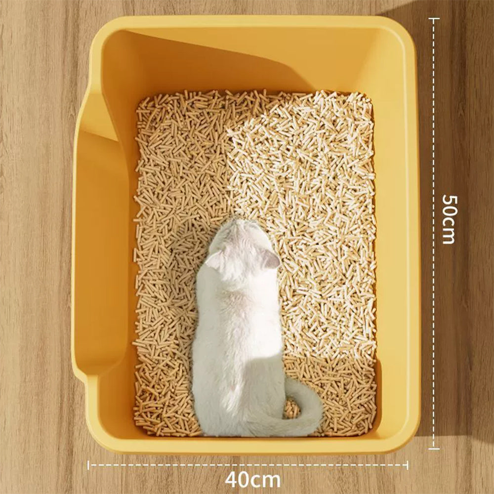 Large Cat Litter Box with Anti-Tracking Mat – 50cm Open Litter Tray Set