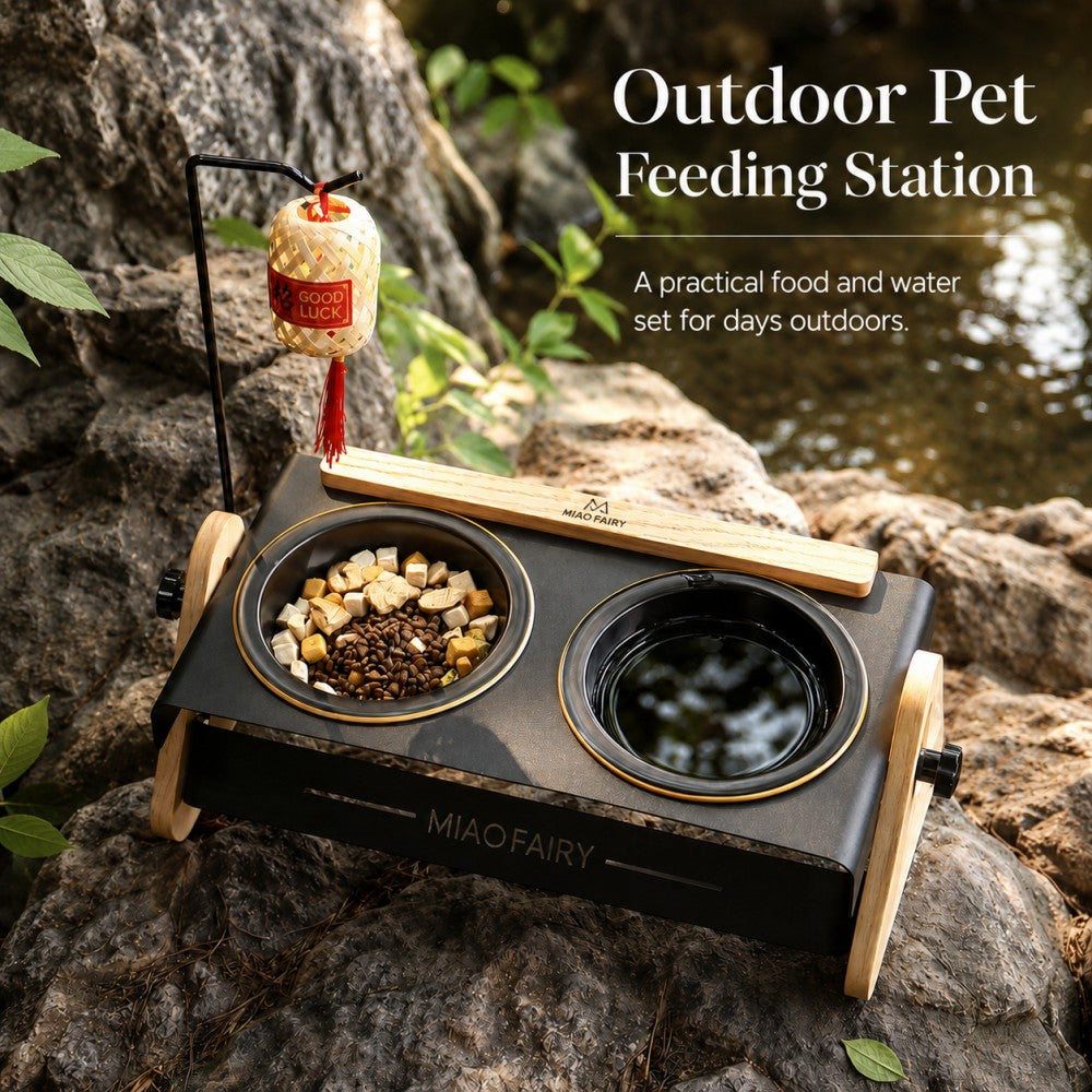 Adjustable Elevated White Pet Bowl Tilted Metal Stand