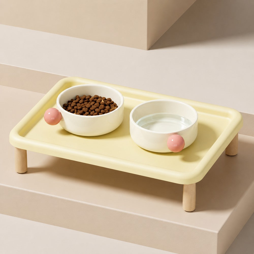 Ceramic Cat Bowl Set with Elevated Stand