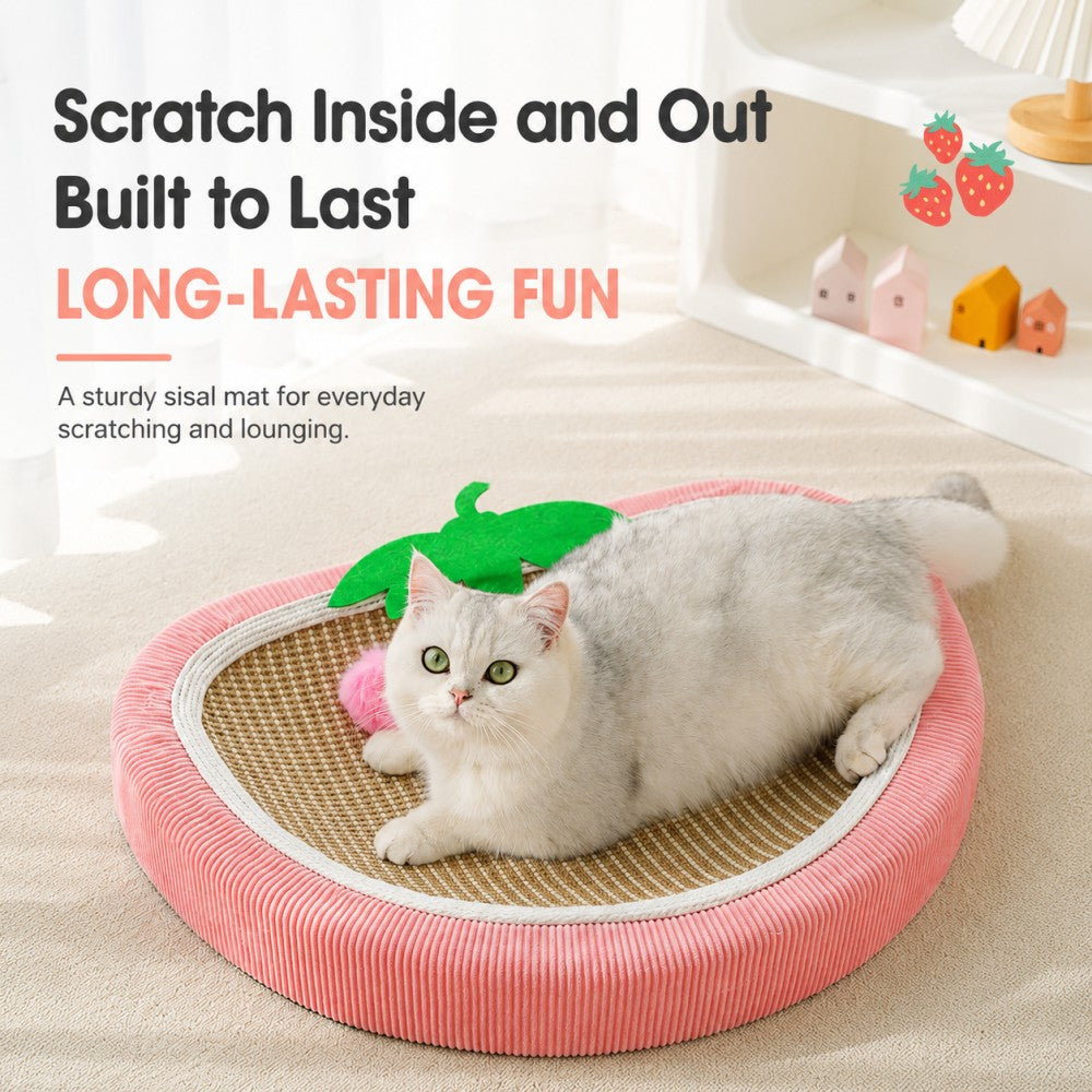 Sisal Cat Scratcher Bowl Bed Strawberry Design