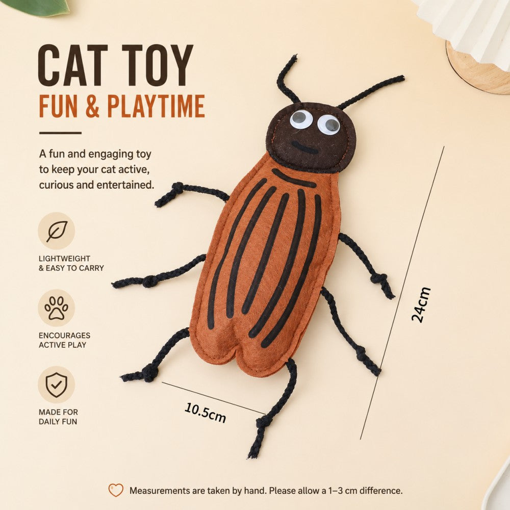 Realistic Cockroach Cat Toy – Felt, Scratch & Bite Resistant, Catnip Included