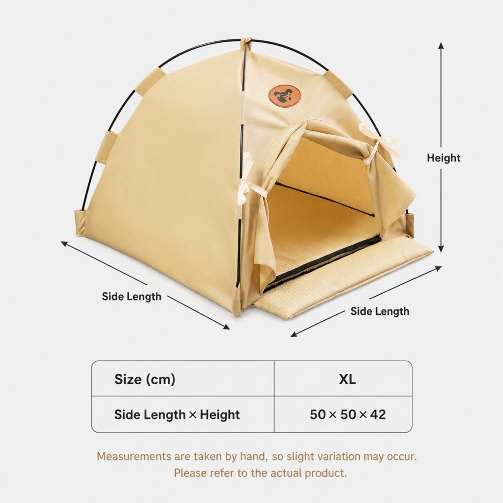 Summer Foldable Tent Pet Bed with Removable Cushion and Door Flap