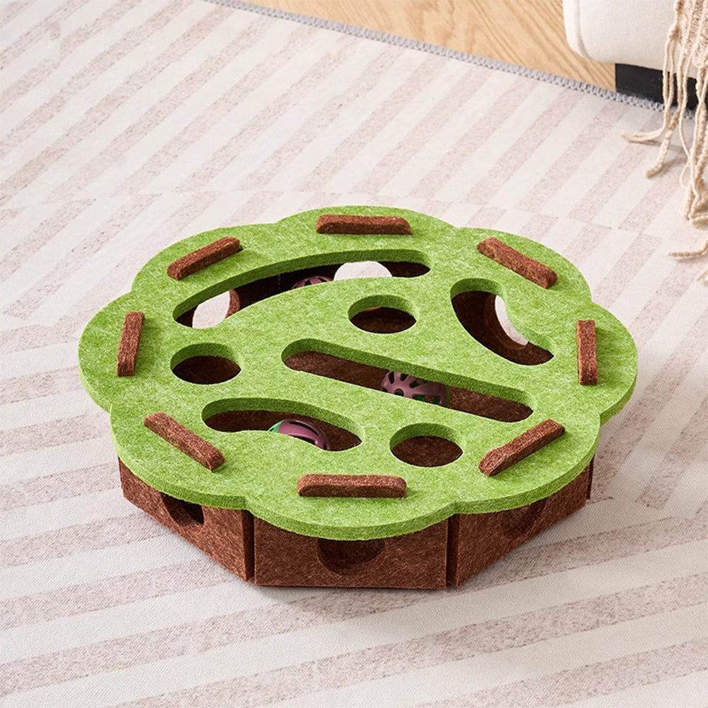 Felt Cat Puzzle Toy Interactive Foraging Box