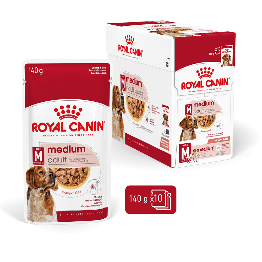 ROYAL CANIN Medium Adult Wet Dog Food 140g x 10
