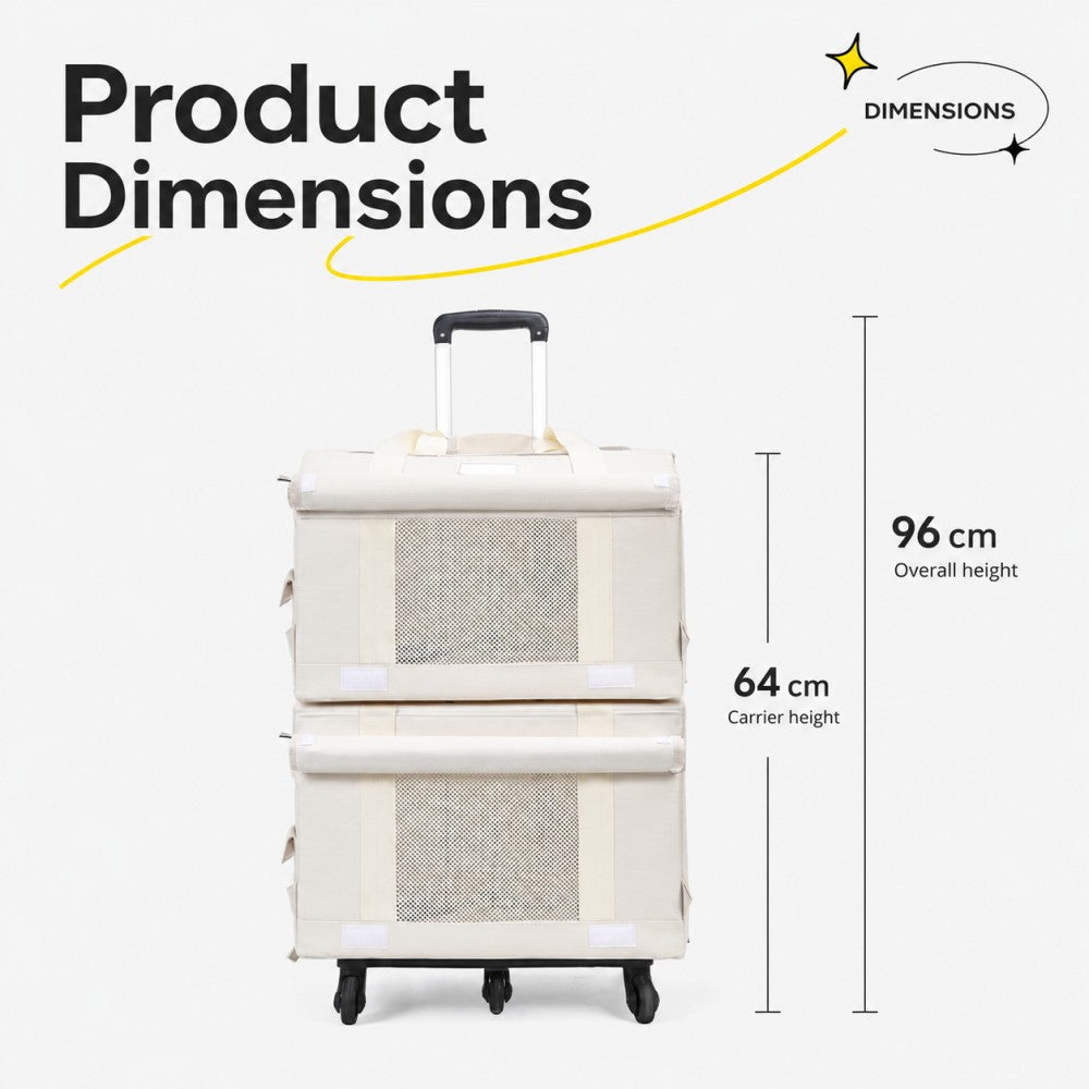 Double-Layer Rolling Pet Carrier – Large Capacity for Cats and Dogs