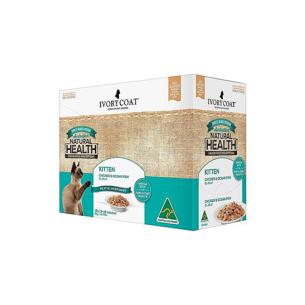 IVORY COAT Grain Free Chicken & Ocean Fish Jelly Kitten Wet Cat Food 85g x 12
