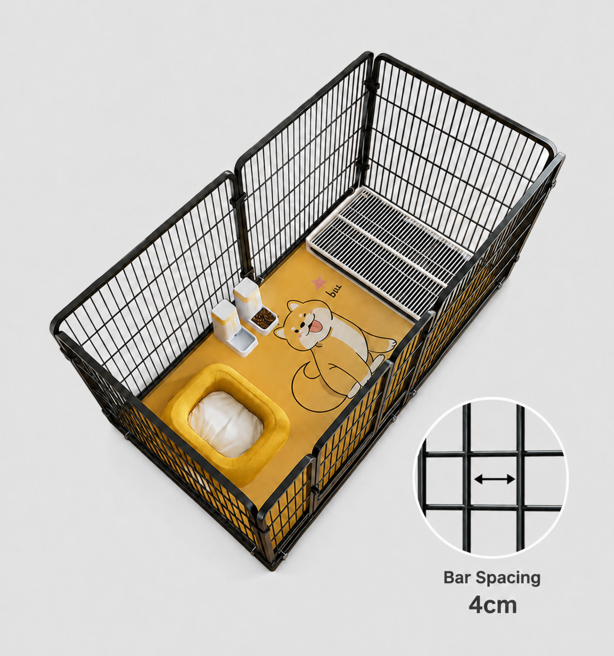 Dog Playpen Fence 6 Panel Set – 140cm Fine Grid