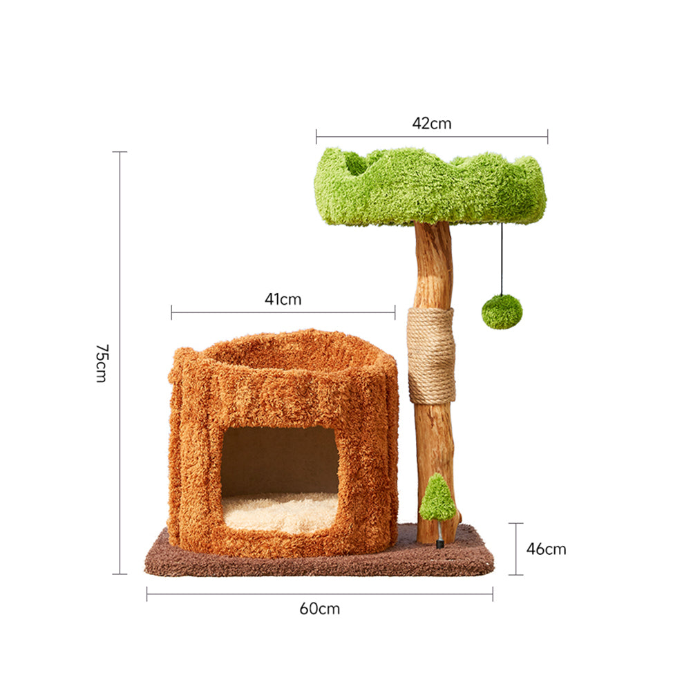 CMISSTREE Single-Level Tree Hollow Solid Wood Cat Tree