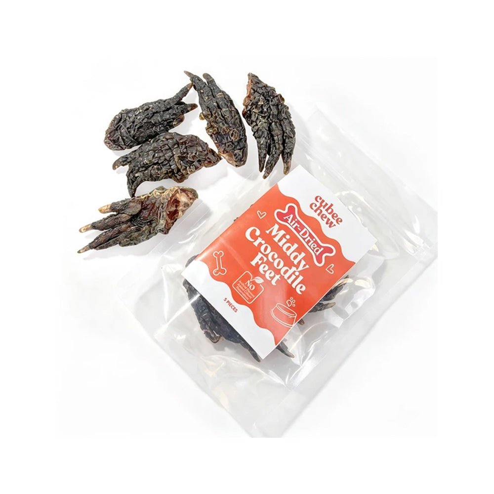 Cubee Chew Air-Dried Middy Crocodile Feet Dog Treats 5pcs