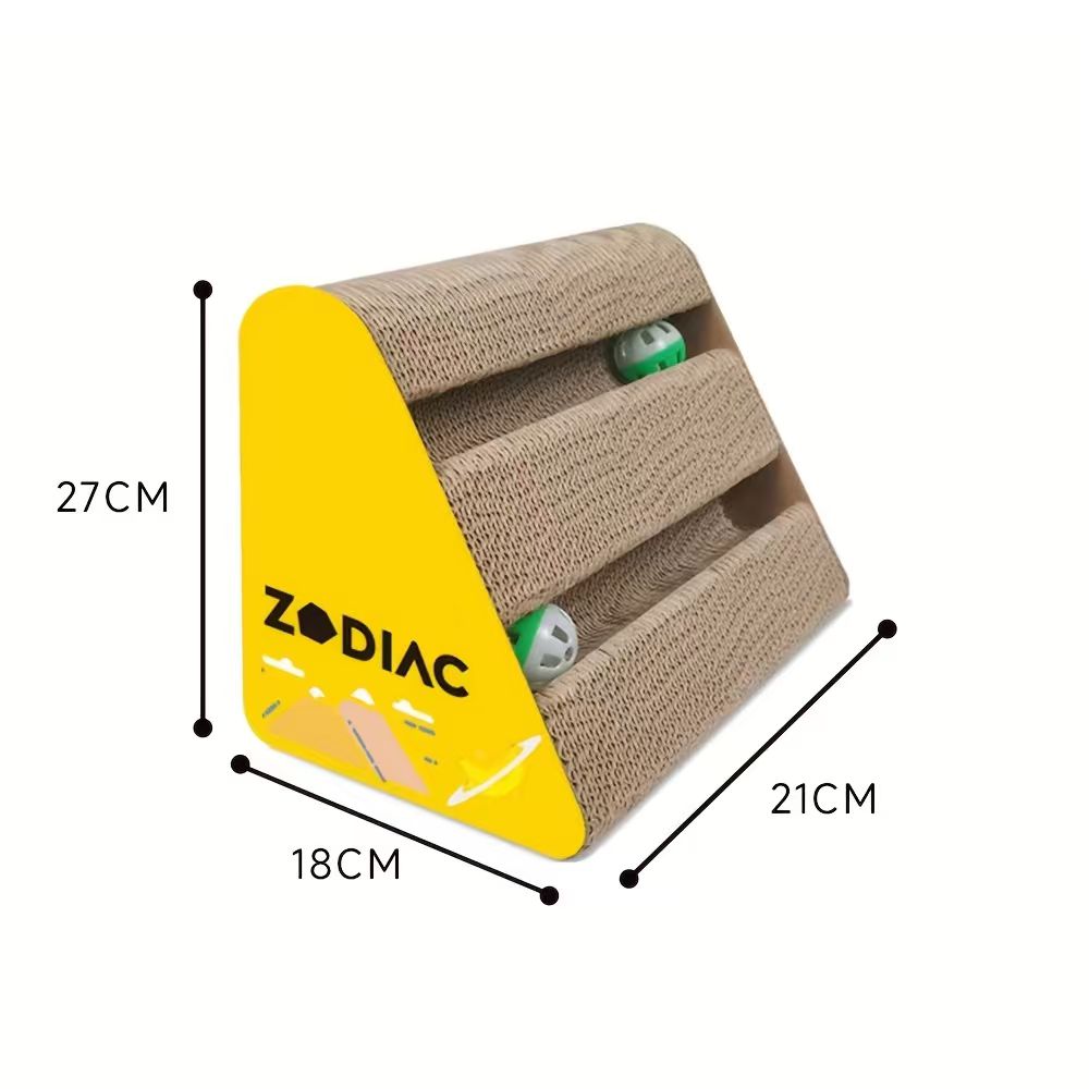 ZODIAC Banana Triangle Cat Scratcher with Balls 28x17x21cm