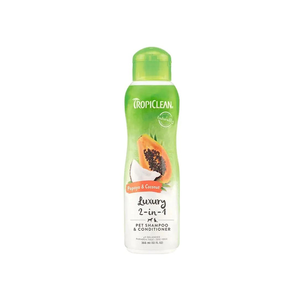 TROPICLEAN Luxury 2-In-1 Papaya & Coconut Pet Shampoo and Conditioner 591ml