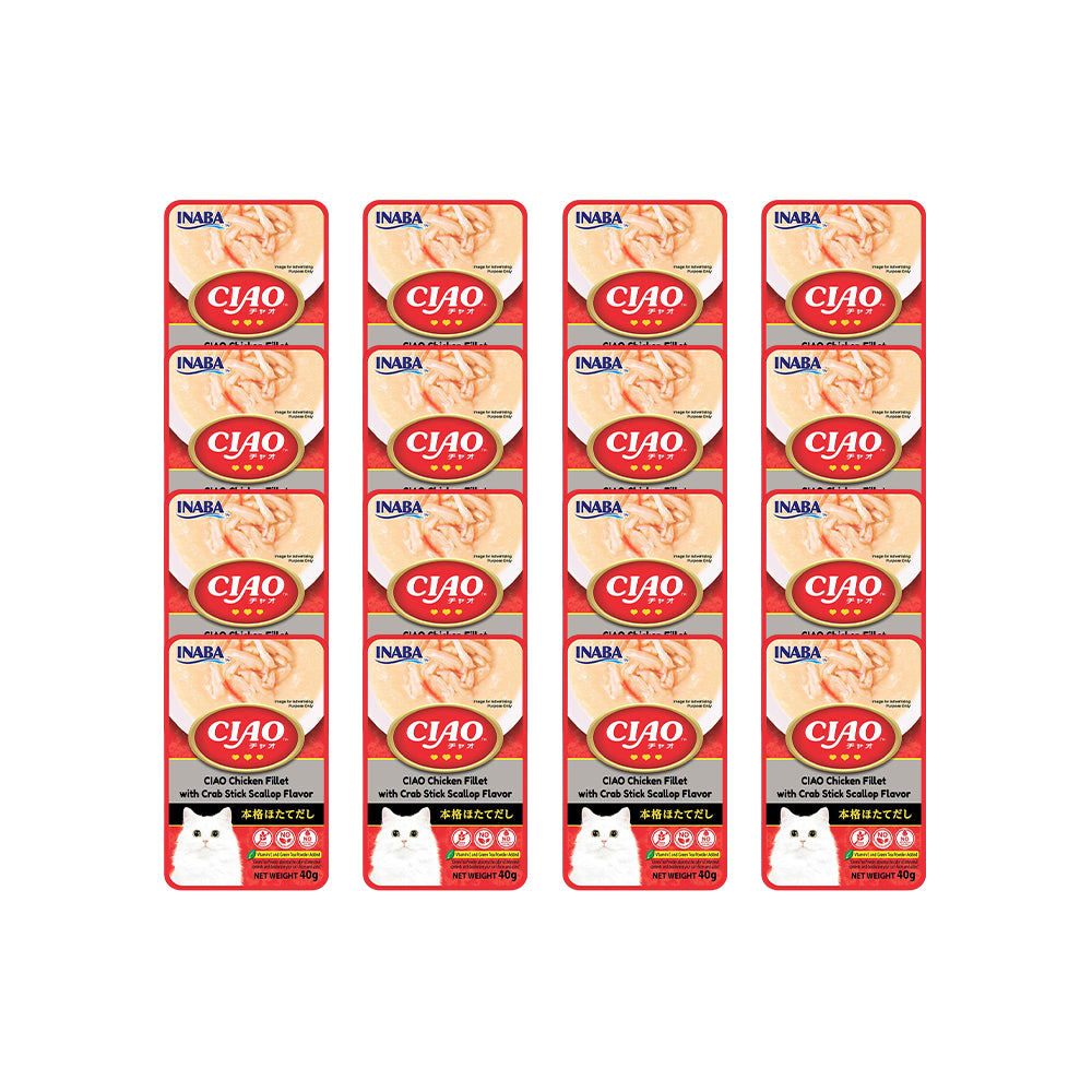CIAO Chicken Fillet with Crab Sticks and Scallop Flavor Soup Wet Cat Treats 40g