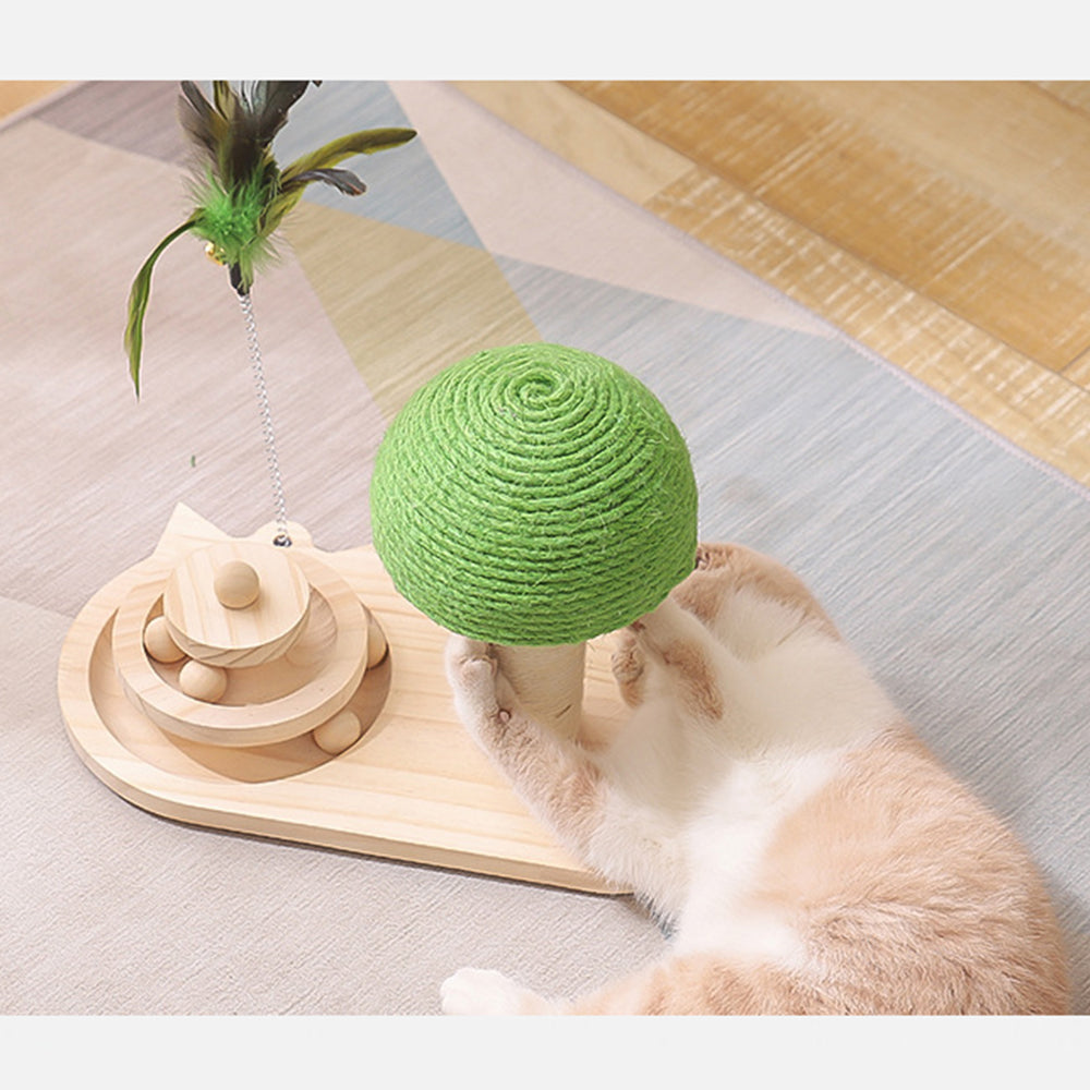Mushroom Turntable Solid Wood Cat Scratcher