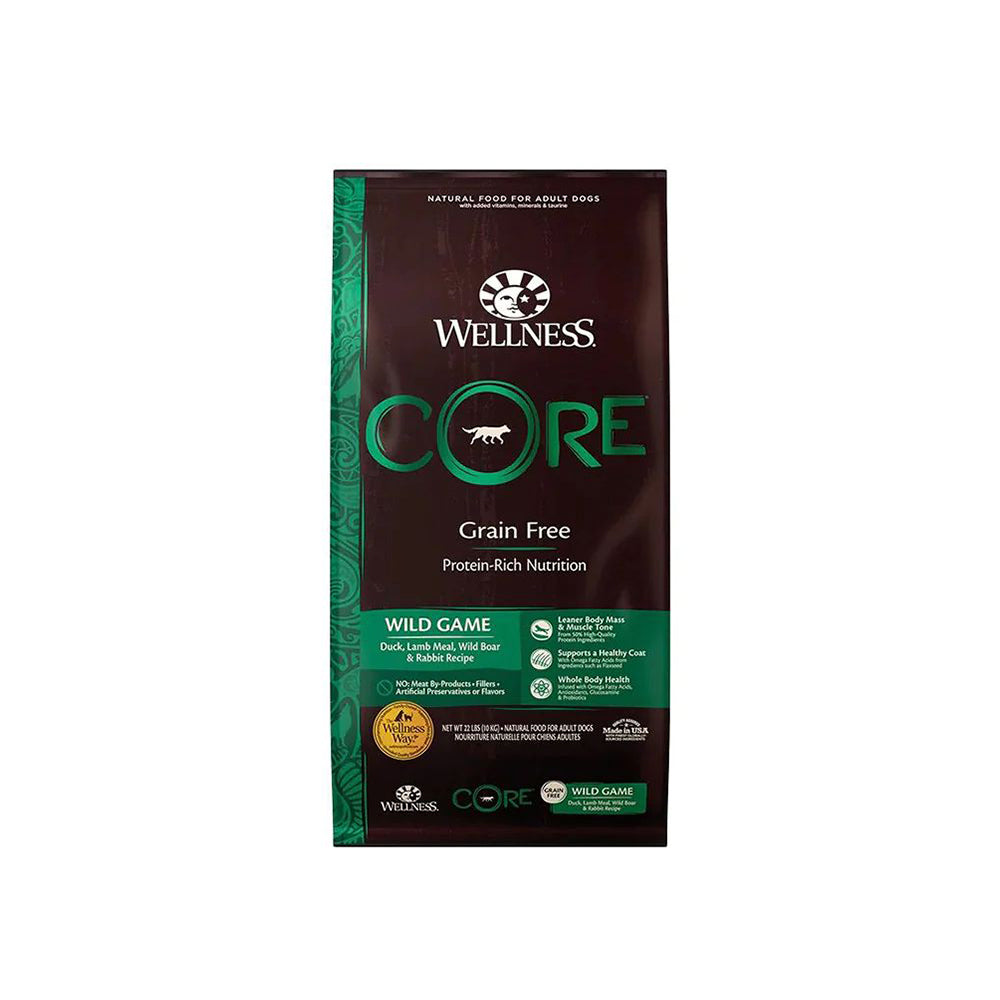 WELLNESS Core Grain Free Wild Game Duck,Lamb,Wild Boar & Rabbit Dry Dog Food 10kg