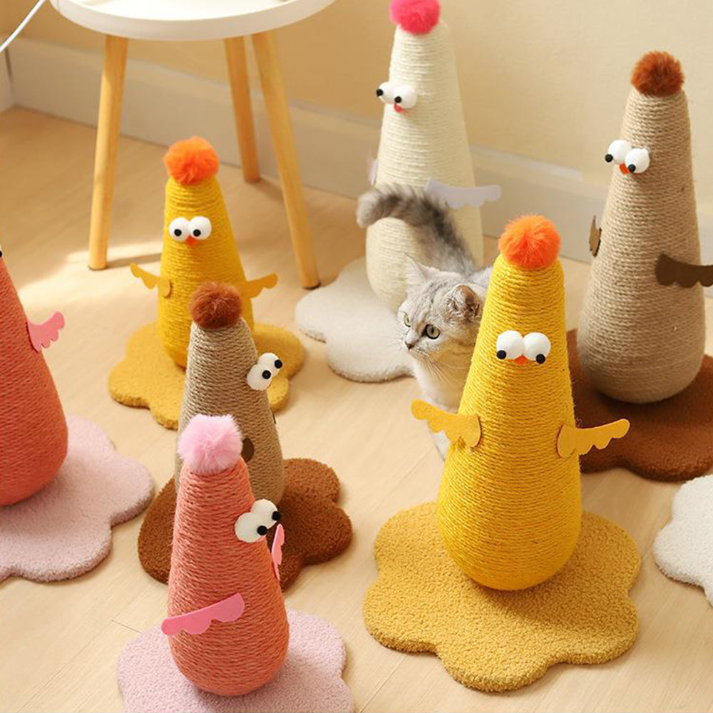 Yellow Large Chicken Vertical Sisal Cat Scratching Post