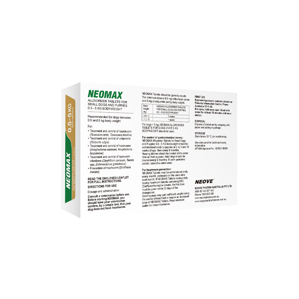 NEOMAX Allwormer Tablets For Small Dogs & Puppies 0.5-5kg