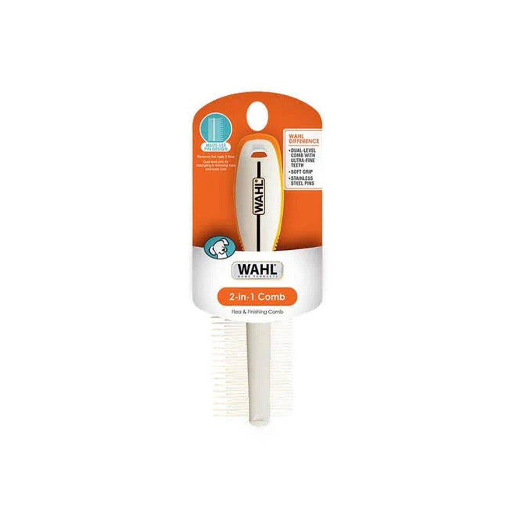 WAHL Orange/White 2-in-1 Finishing and Flea Comb