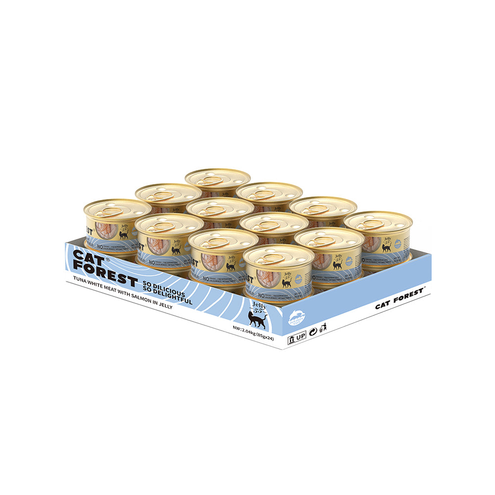 CAT FOREST Premium Tuna White Meat with Salmon in Jelly Canned Cat Food