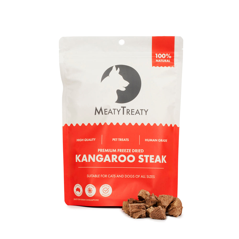 MEATY TREATY Freeze Dried Kangaroo Steak Pet Treats 80g