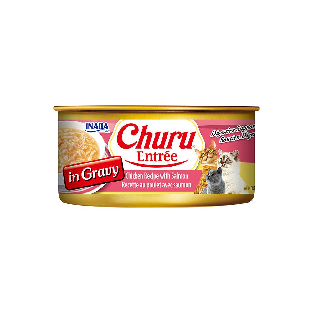 INABA Churu Entree In Gravy Chicken Recipe with Salmon Cat Canned Food 156g