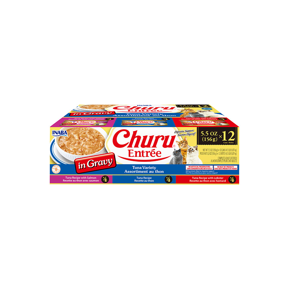 INABA Churu Entree In Gravy Tuna Variety Pack Cat Canned Food 156g x 12
