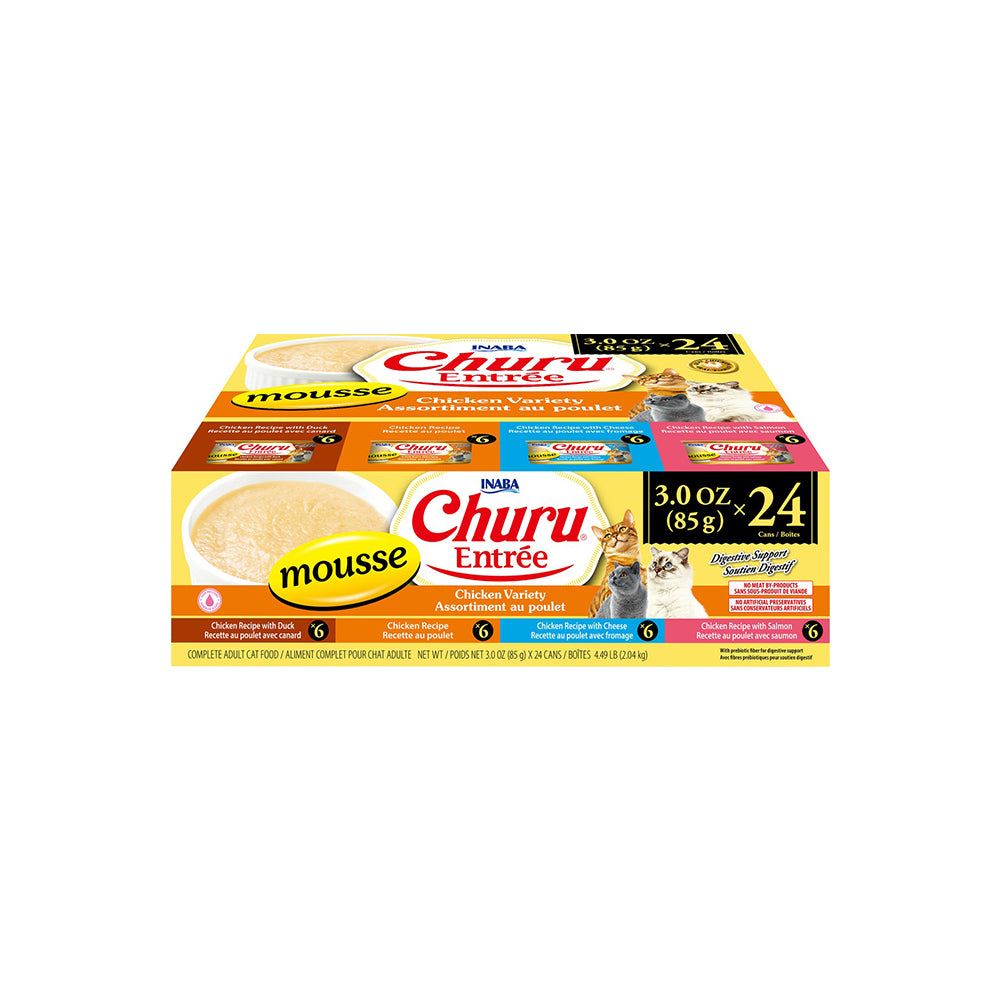 INABA Churu Entree Mousse Chicken Variety Multipack Cat Canned Food 85g x 24