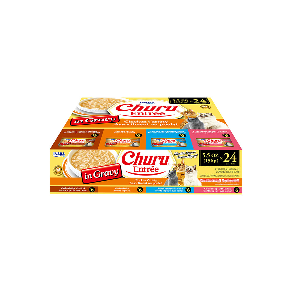 INABA Churu Entree In Gravy Chicken Variety Multipack Cat Canned Food 156g x 24