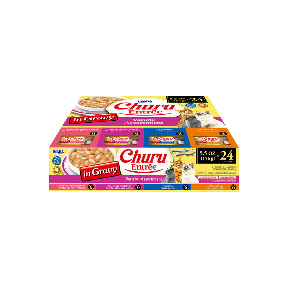 INABA Churu Entree In Gravy Variety Multipack Cat Canned Food 156g x 24