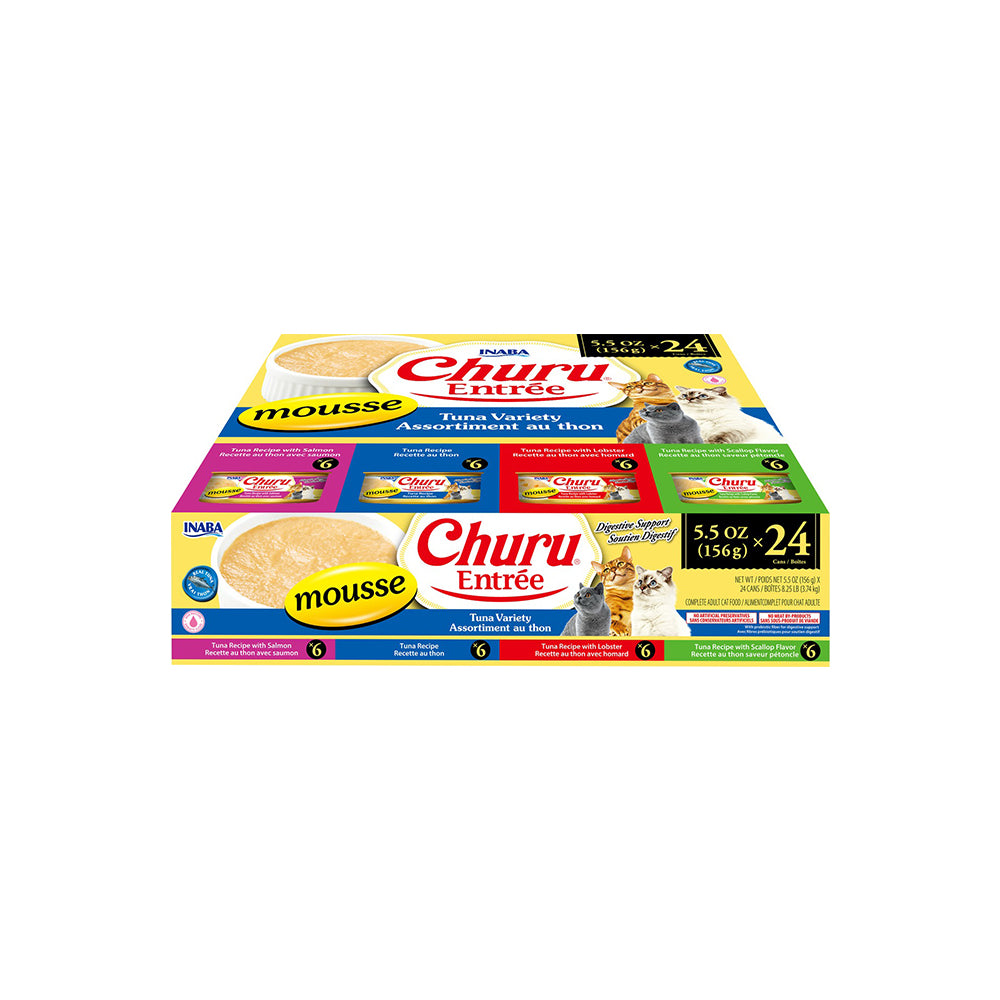 INABA Churu Entree Mousse Tuna Variety Multipack Cat Canned Food 156g x 24