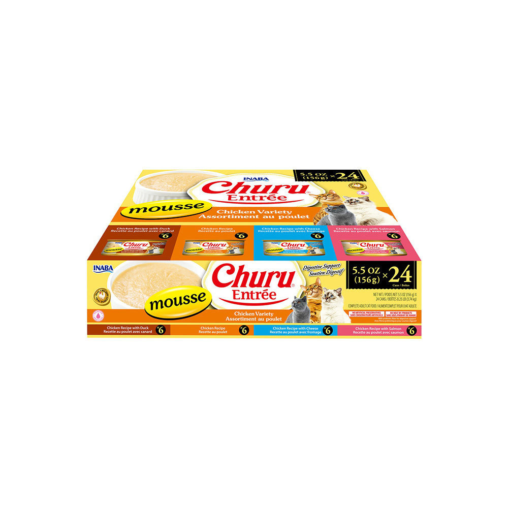 INABA Churu Entree Mousse Chicken Variety Multipack Cat Canned Food 156g x 24