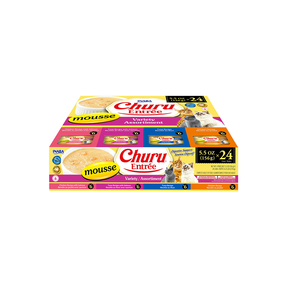 INABA Churu Entree Mousse Variety Multipack Cat Canned Food 156g x 24