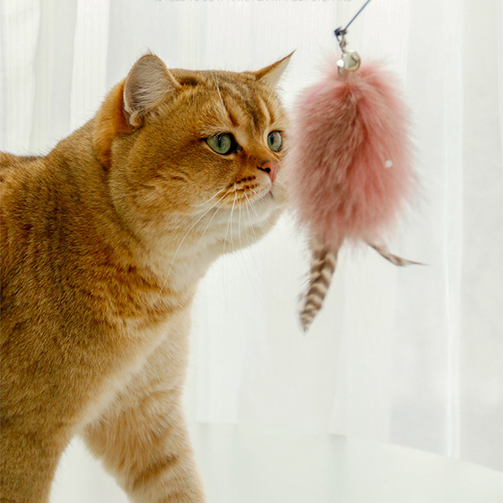 Fox Fur Wood Rod And Wire Cat Teaser Wand