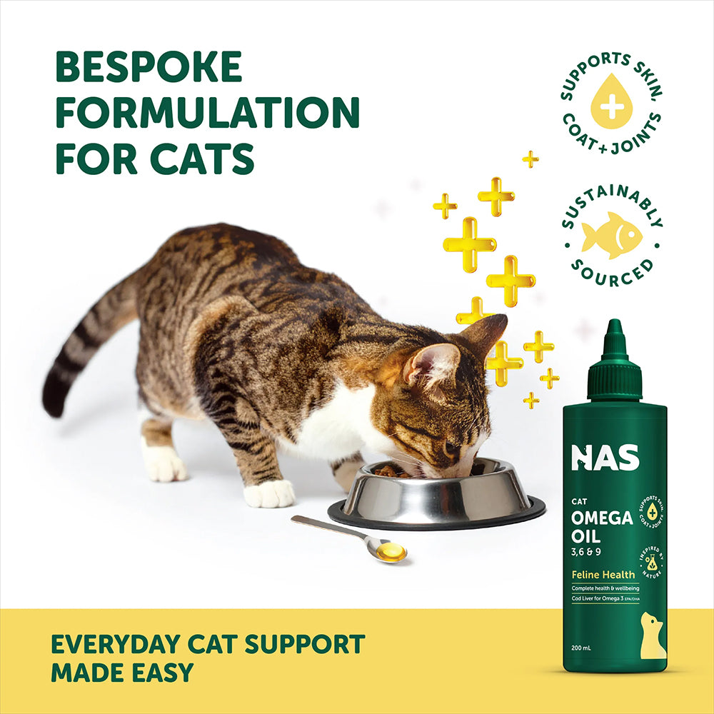 NAS NATURAL ANIMAL SOLUTIONS Omega 3, 6 & 9 Skin and Joint Care Oil for Cats 200ml