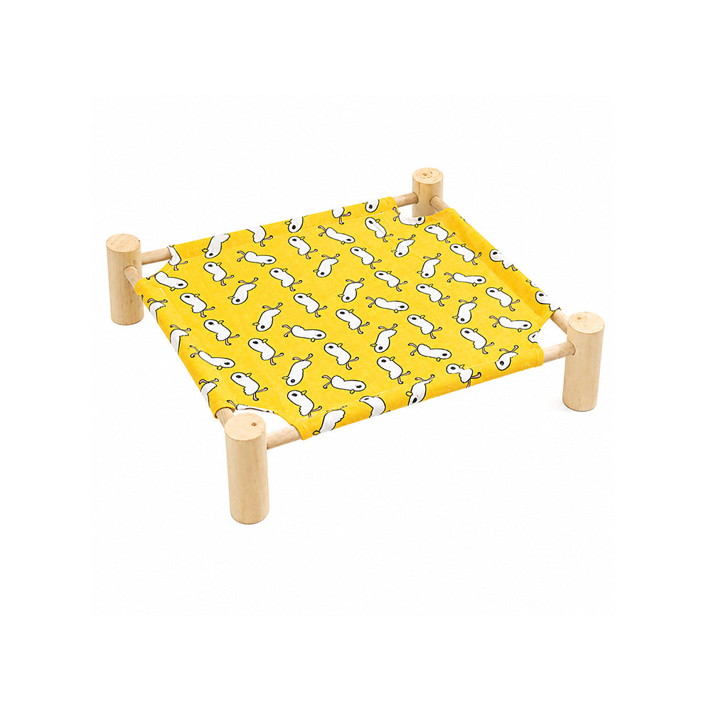 Wooden Raised Pet Bed Removable Washable Fabric All Season Large