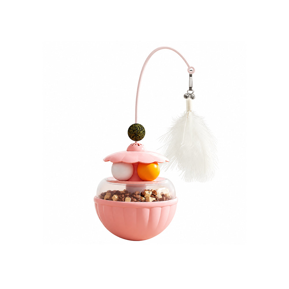 Interactive Treat Dispensing Cat Toy – Feather & Catnip Self-Play Puzzle Toy