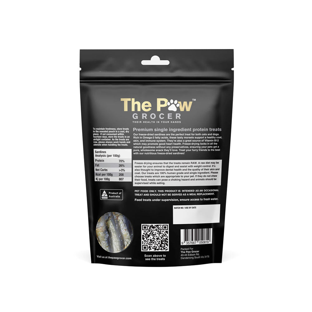 THE PAW GROCER Freeze Dried Black Label Sardines Dog & Cat Treats 72g