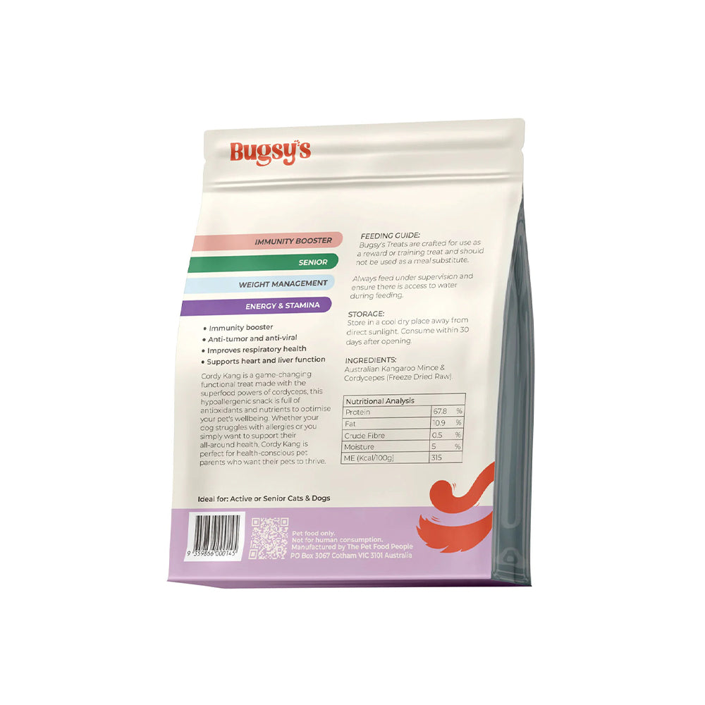 BUGSY'S Freeze Dried Kangaroo & Cordyceps Pet Treats 70g