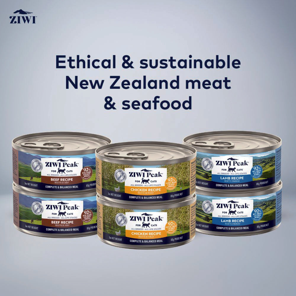ZIWI PEAK Beef, Chicken, Lamb Wet Cat Food 85gx3x2 Variety Pack
